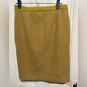 Women's  Boden - Green / Yellow - Lined - Wool Blend Skirt - Size 8